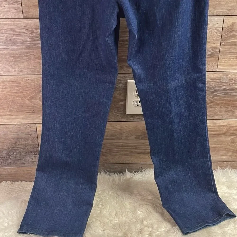 GLORIA VANDERBILT Ladies 5 Pocket Rhinestones Jeans Straight Leg Blue Size 10